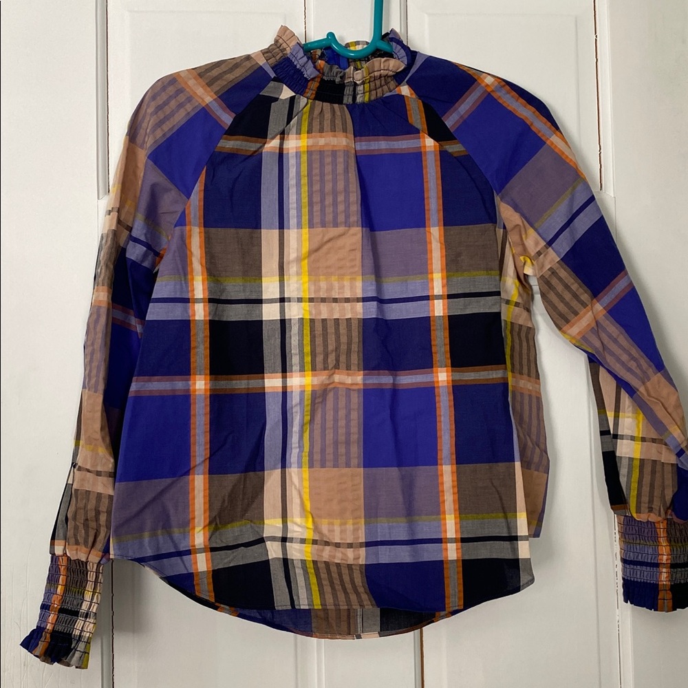 NWT Ann Taylor Vibrant Plaid Blouse NWT